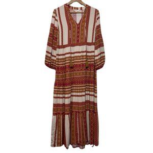 EASEL | Earth Tone Aztec Print Oversized Maxi Dress | Size S